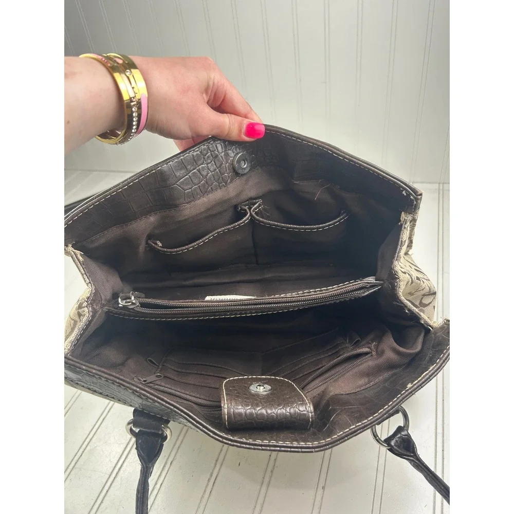Sag Harbor Vintage Y2K Tan Black Monogram Letter Shoulder Bag